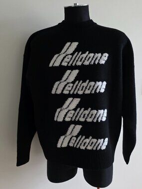 WE11DONE Black Logo Knit Sweater size Small